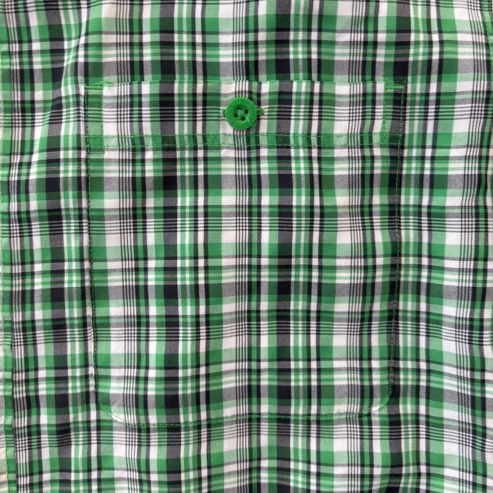 The North Face Mens Large Green Plaid Short Sleeve Button Up Hiking Shirt L